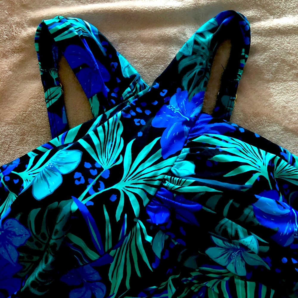 Ladies NWT swim dress with beautiful neckline.